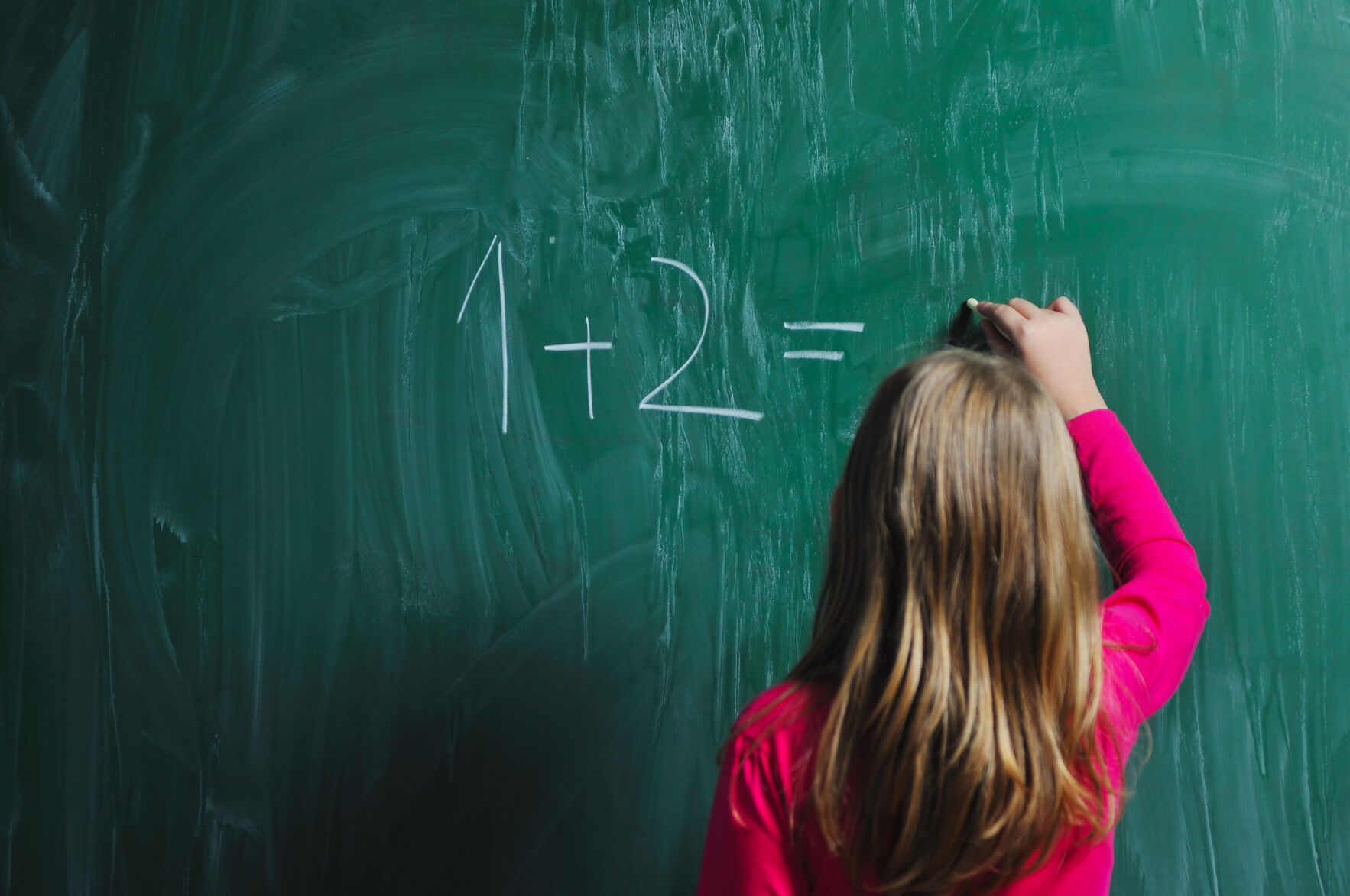 Chalkboard, girl doing math